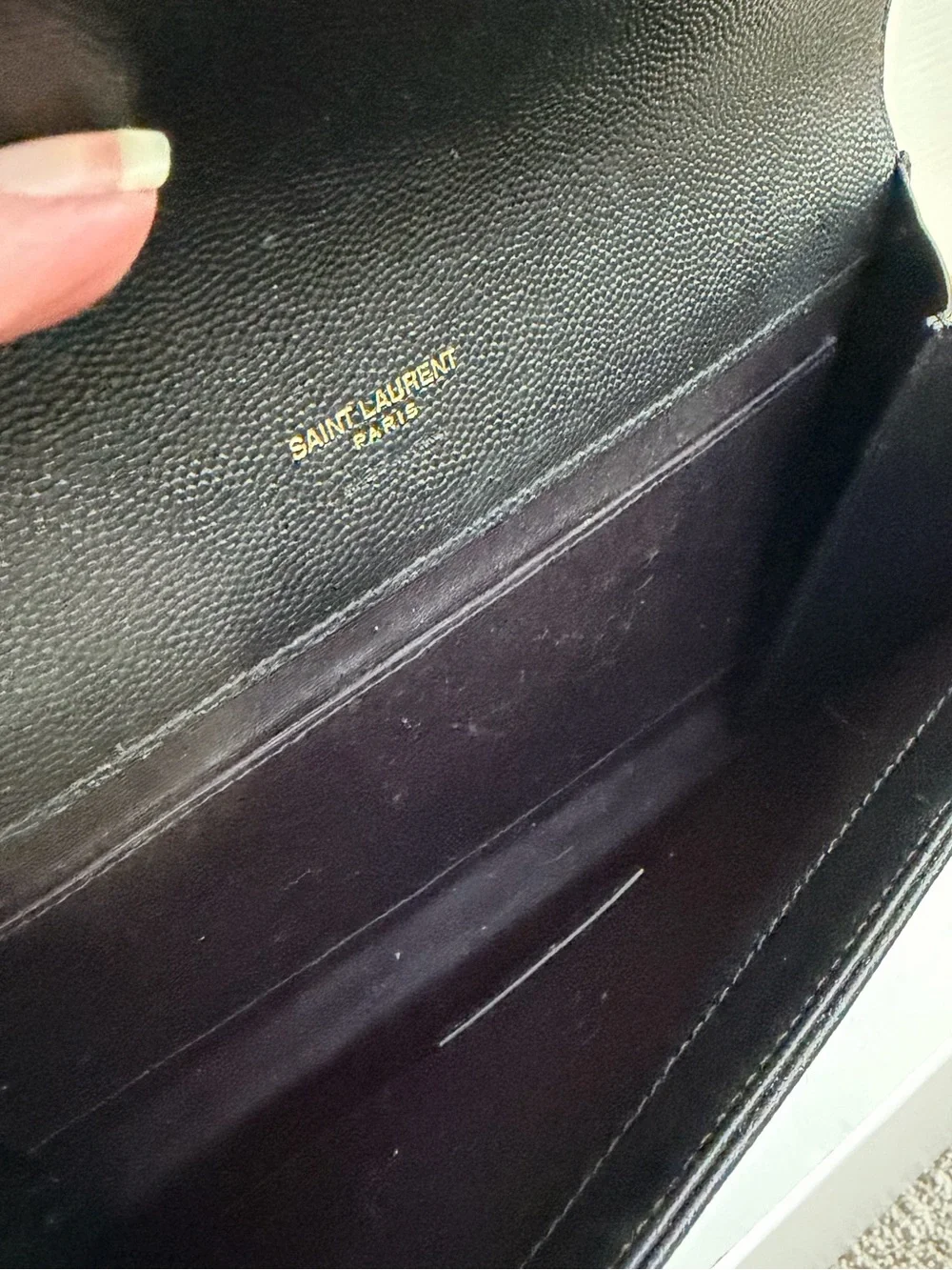Saint Laurent Black Chevron Quilted Leather Clutch with matching Card Holder